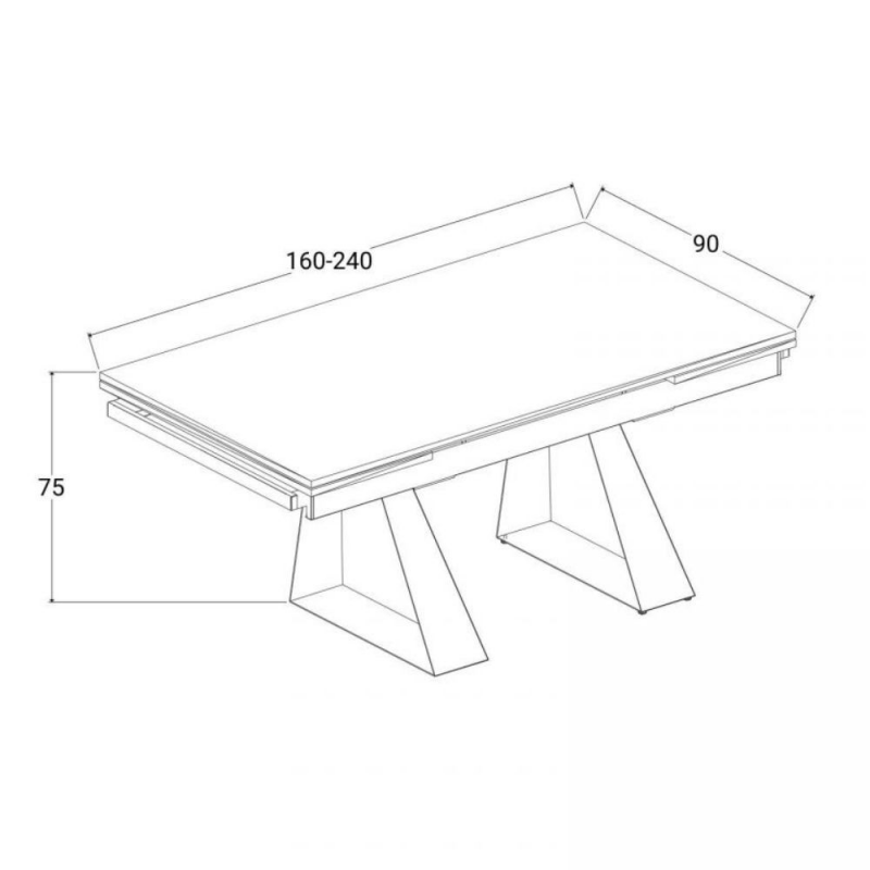 Tavolo allungabile Ariel piano in ceramica e struttura in metallo colore nero