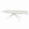 Tavolo allungabile Nefti con top in ceramica colore bianco statuario lucido con gambe bianche