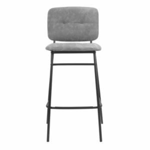 Zoom Sgabello Ross in velluto grigio con gambe nere