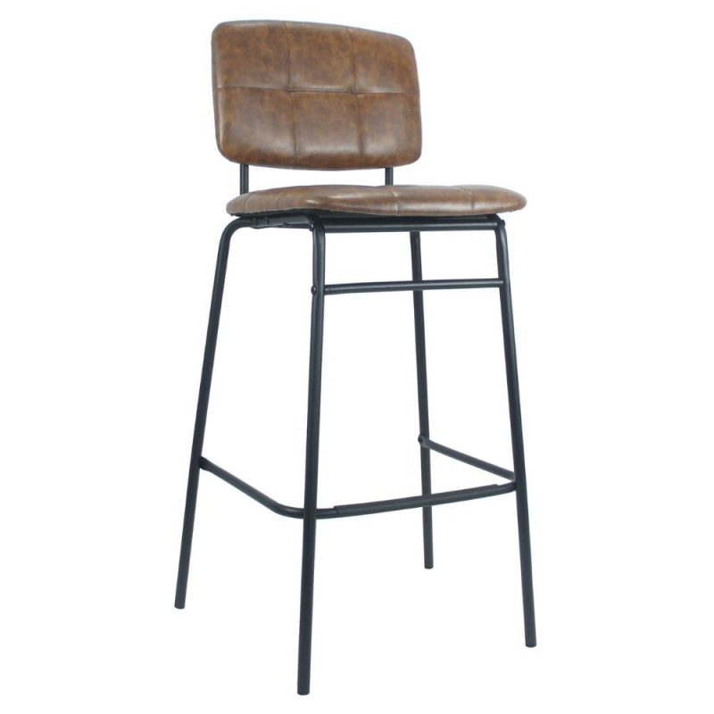 Sgabello Ross in ecopelle ruggine con gambe nere