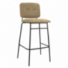Sgabello Ross in velluto cappuccino con gambe nere