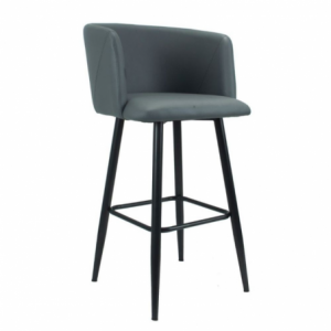Zoom Sgabello Limin in ecopelle grigio con gambe nere opache