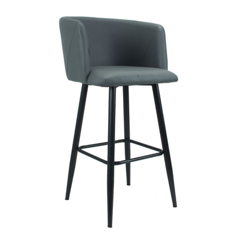 Sgabello Limin in ecopelle grigio con gambe nere opache