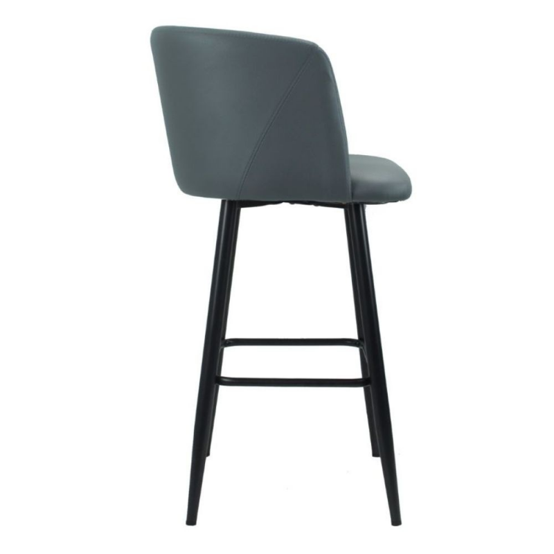 Sgabello Limin in ecopelle grigio con gambe nere opache
