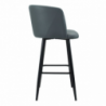 Sgabello Limin in ecopelle grigio con gambe nere opache