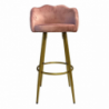 Sgabello Orel in velluto rosa con gambe dorate opache