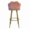 Sgabello Orel in velluto rosa con gambe dorate opache
