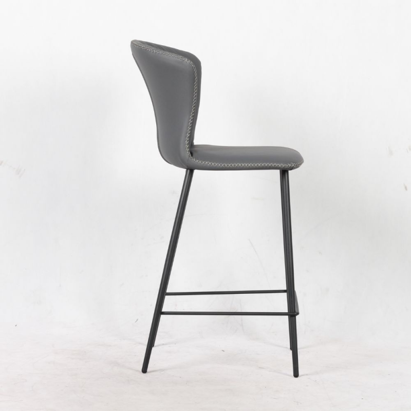 Sgabello Core colore antracite con gambe in metallo nero