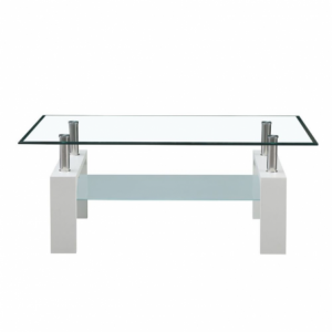 Zoom Tavolino Titania con doppio piano in vetro temperato e struttura colore bianco