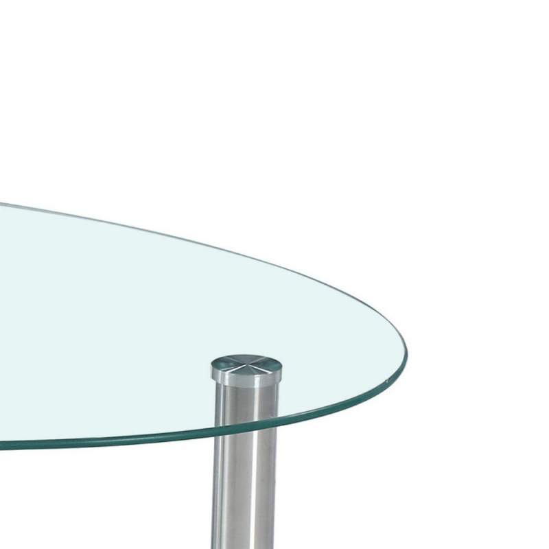 Tavolino Mimas con doppio piano in vetro temperato con gambe in acciaio