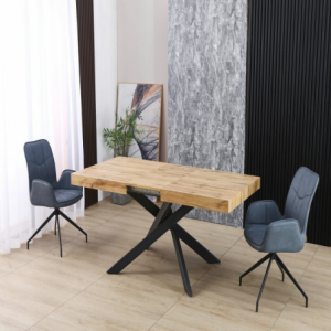 Zoom Tavolo Belinda allungabile piano colore rovere e struttura colore nero