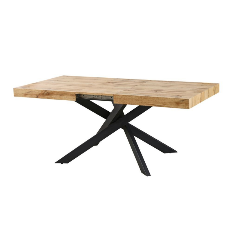 Tavolo Belinda allungabile piano colore rovere e struttura colore nero