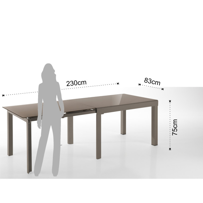 Tavolo Allungabile Long - Tortora L128 H16 P90 Cm