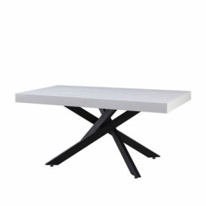 Tavolo Belinda allungabile piano colore bianco effetto poro e struttura colore nero