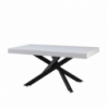 Tavolo Belinda allungabile piano colore bianco effetto poro e struttura colore nero