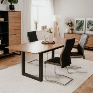 Zoom Tavolo allungabile Austin 80A piano colore legno e gambe antracite