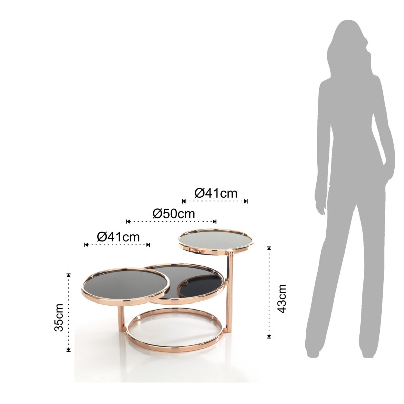 Tavolino Three Rings Copper 54X56X13,5 Cm
