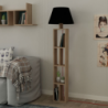 Lampada da terra Giorno con libreria rovere e parlume nero