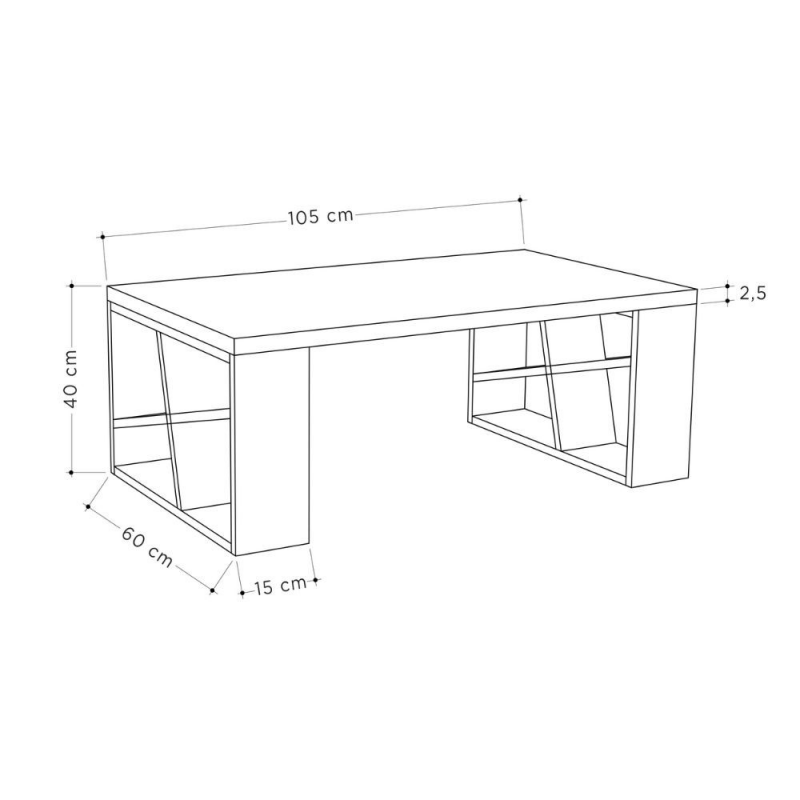 Tavolino da salotto Honey piano bianco e gambe rovere