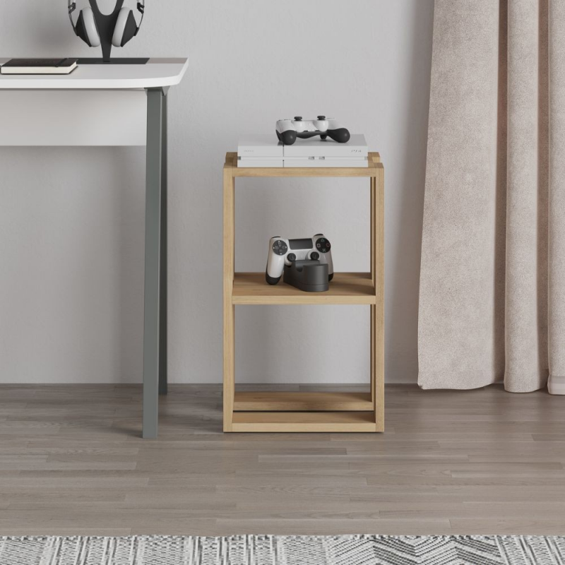 Tavolino comodino Lonie colore rovere