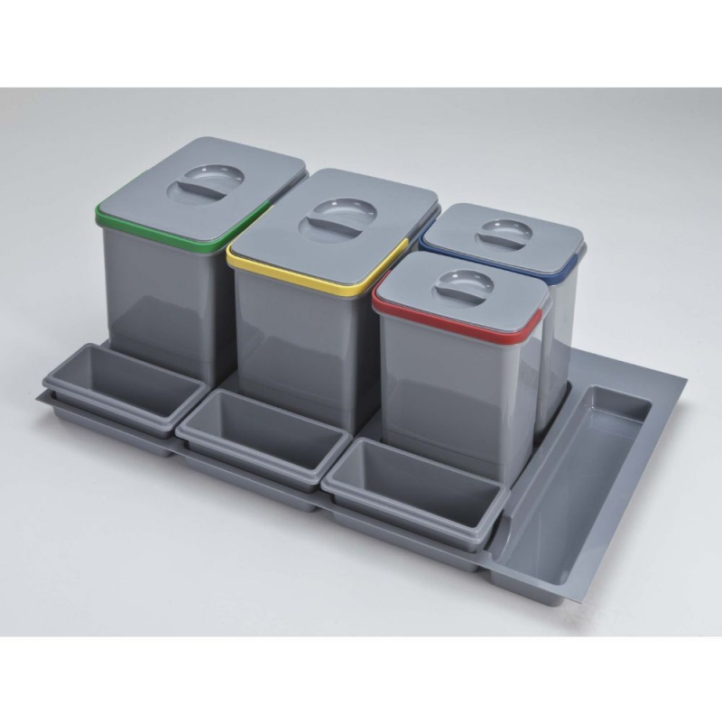 Pattumiera Practiko 90 colore grigio capacità 2x12 LT+2x5 LT e tre vaschette