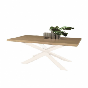 Zoom Tavolo Taranta con piano in legno rovere e struttura bianca