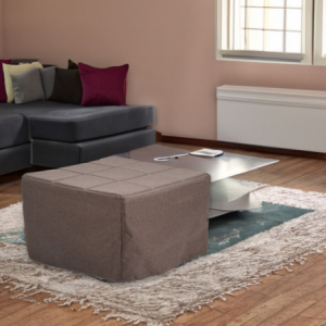 Pouf letto singolo pieghevole Vega tessuto colore marrone