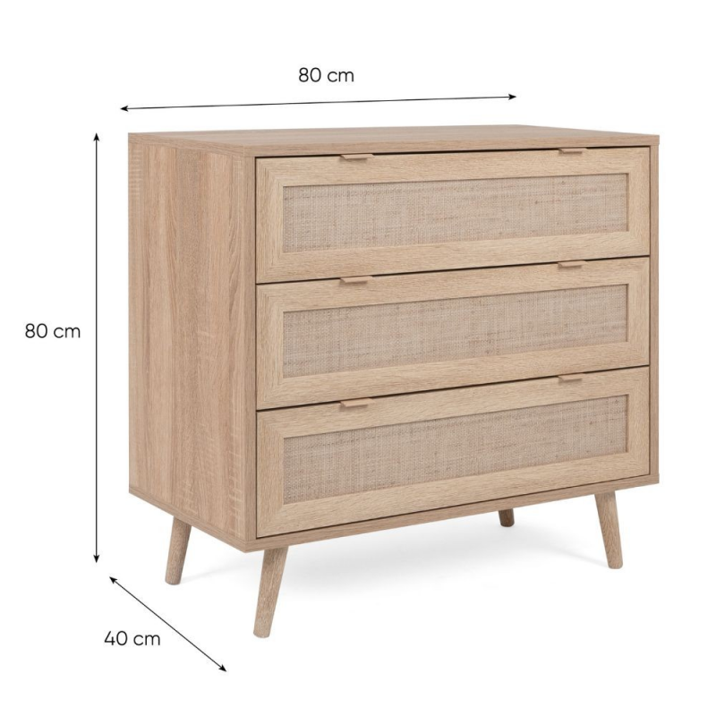Cassettiera Bali 03A 3 cassetti effetto vimini intrecciato
