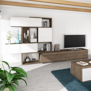 Zoom Parete attrezzata 8025 reversibile struttura noce e frontali bianchi