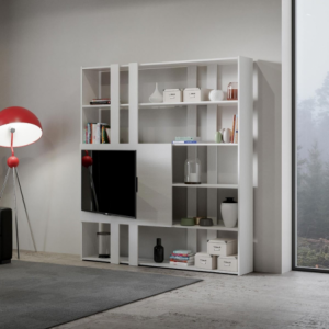 Composizione Libreria Kato 6R 2 fianchi 2 fasce lunghe 2 fasce corte 2 fasce medie pannello TV