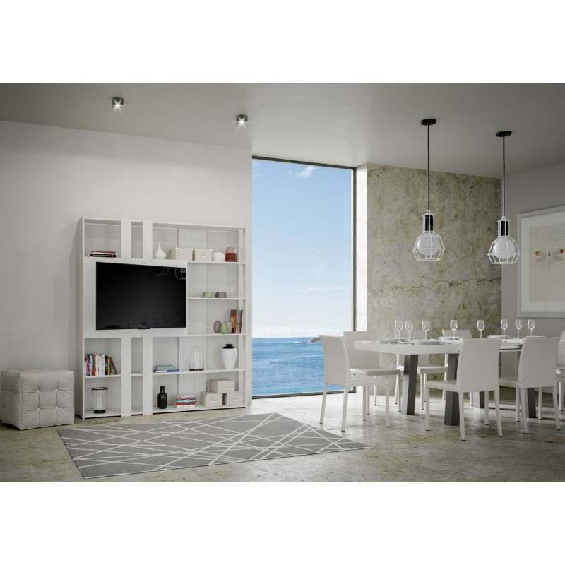Composizione Libreria Kato 6R 2 fianchi 2 fasce lunghe 2 fasce corte 2 fasce medie pannello TV