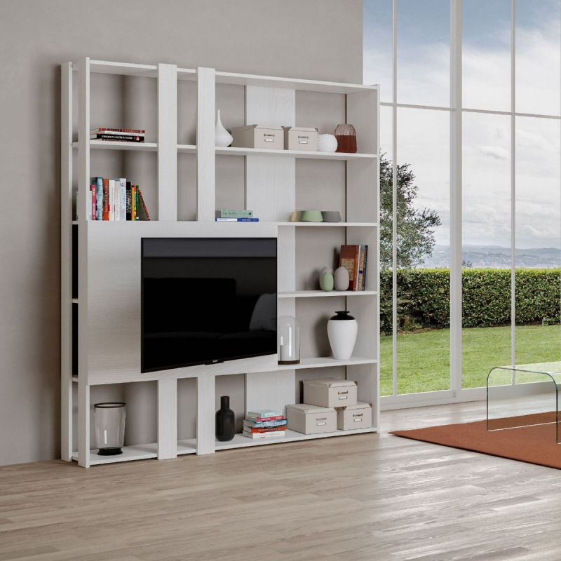 Composizione Libreria Kato 6R 2 fianchi 2 fasce lunghe 2 fasce corte 2 fasce medie pannello TV
