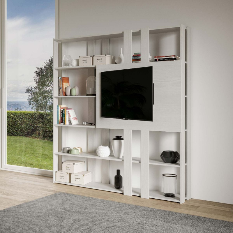 Composizione Libreria Kato 6R 2 fianchi 2 fasce lunghe 2 fasce corte 2 fasce medie pannello TV