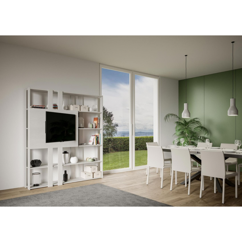 Composizione Libreria Kato 6R 2 fianchi 2 fasce lunghe 2 fasce corte 2 fasce medie pannello TV