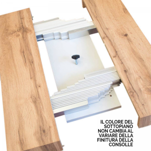 Consolle allungabile 90x40/300 cm Diago Premium telaio bianco - Quercia Natura