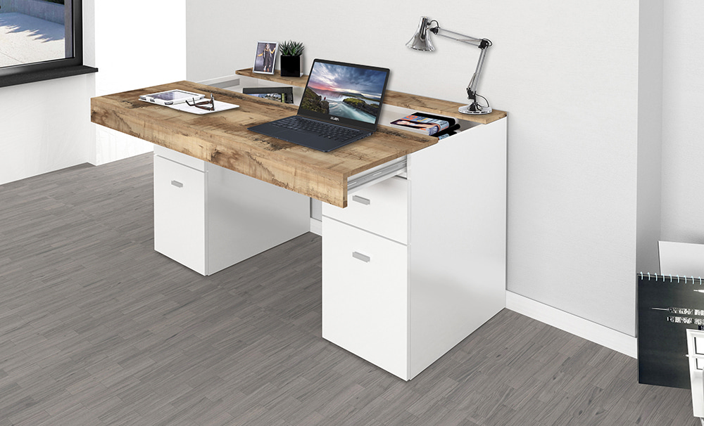 scrivania da ufficio sliding, scrivania allungabile per ufficio