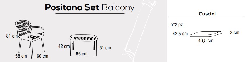 Misure Set Balcony Portofino